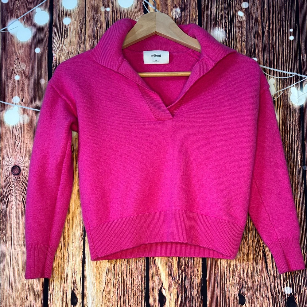 Wilfred Fuchsia 100% Merino Very Soft  V-Neck Sweater